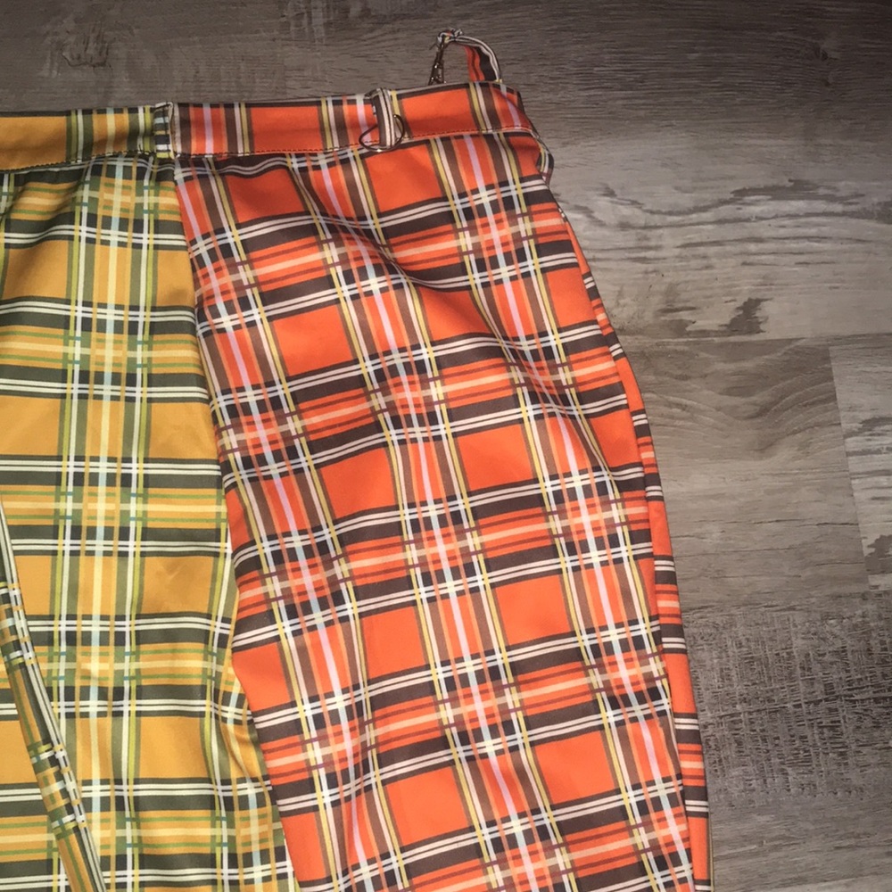 Blush Mark bicolor yellow and orange plaid straps pants size medium - Picture 11 of 13